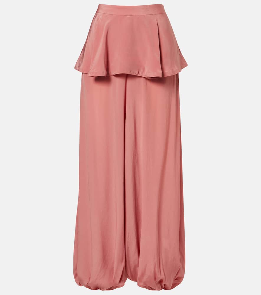 Solid Peplum balloon pants