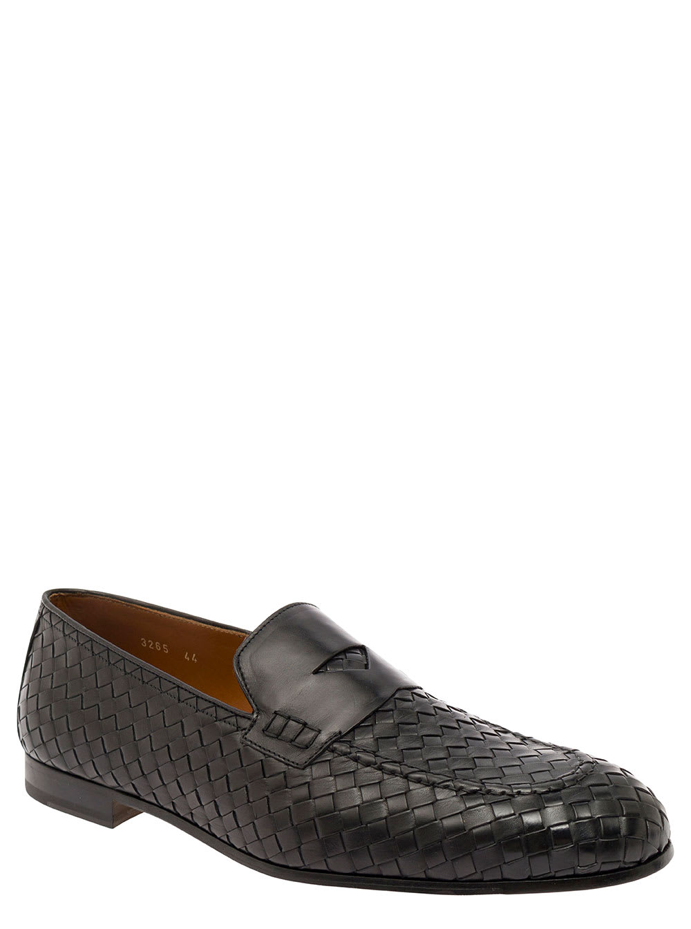 Woven leather penny loafers - Black