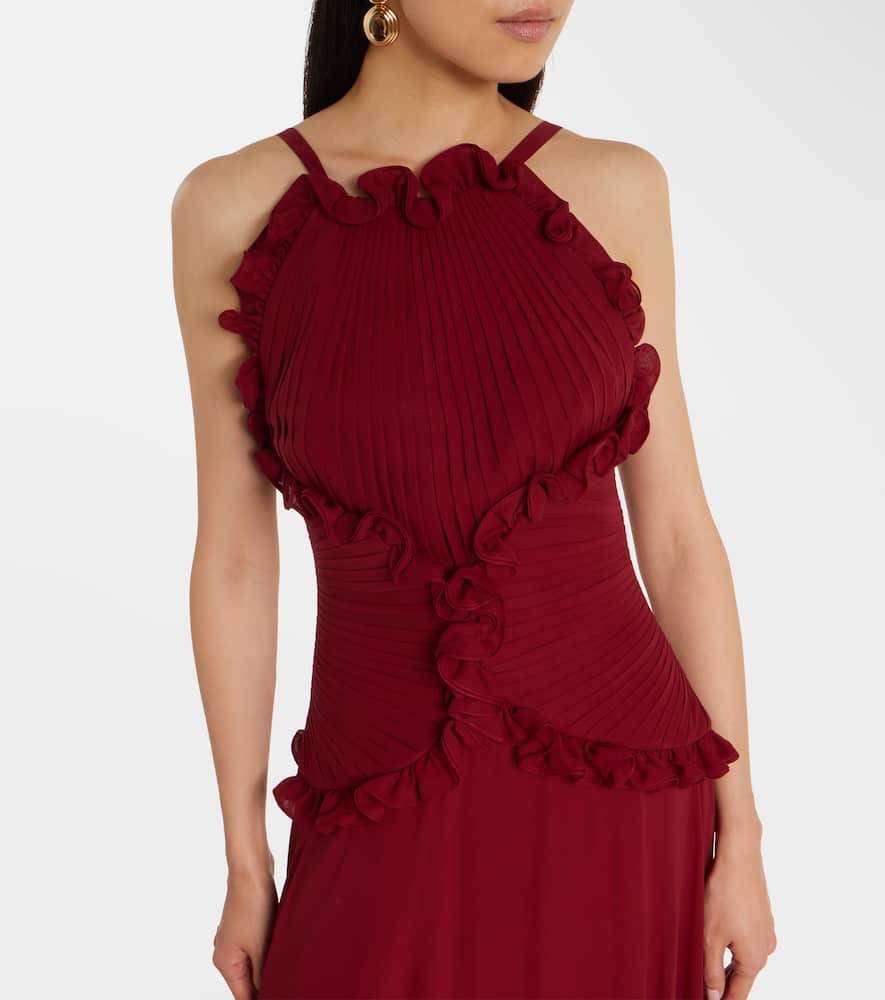 Ruffled silk georgette gown