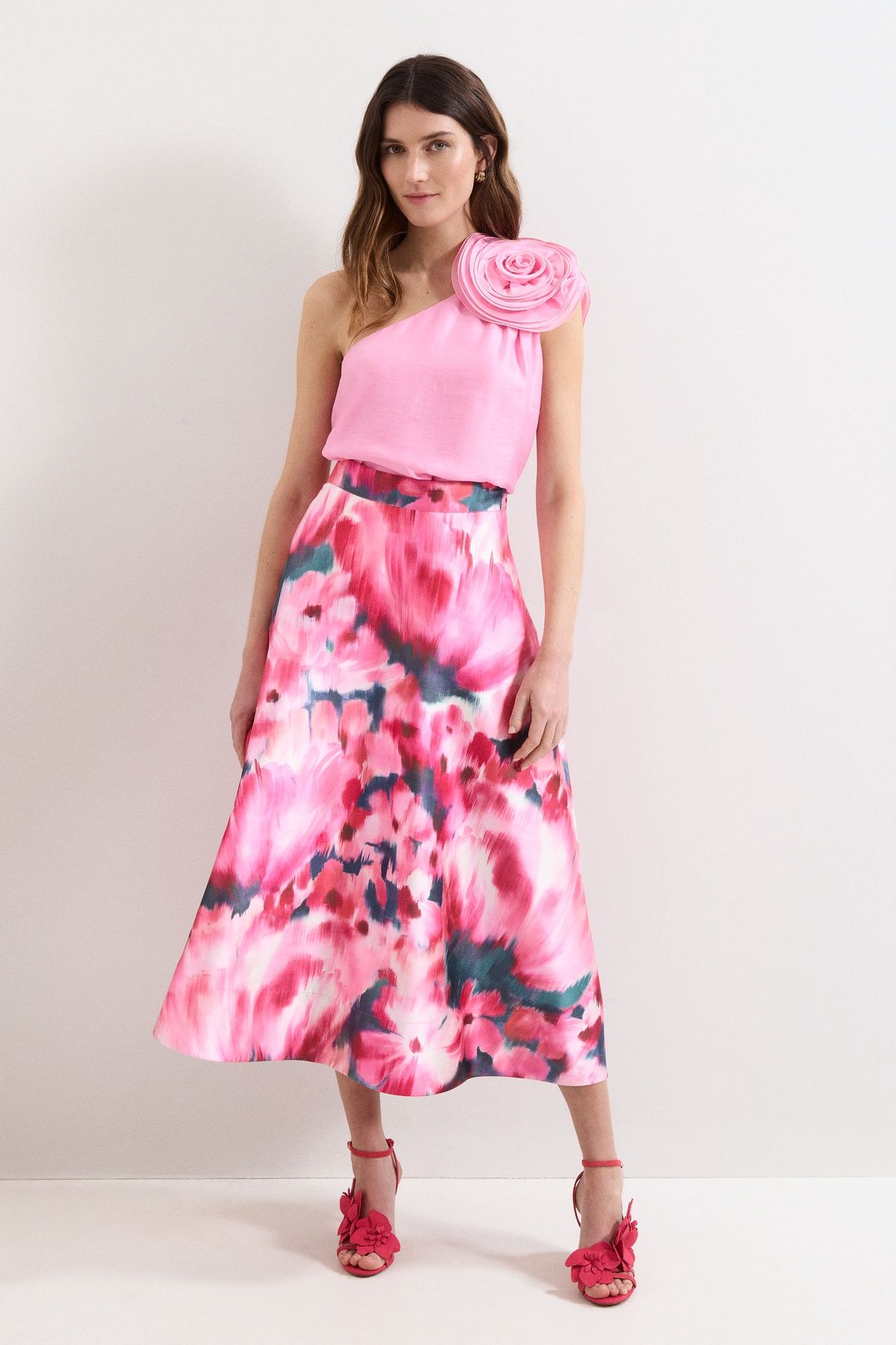 Phase Eight Women's Angelina One Shoulder Corsage Top in Light Pink