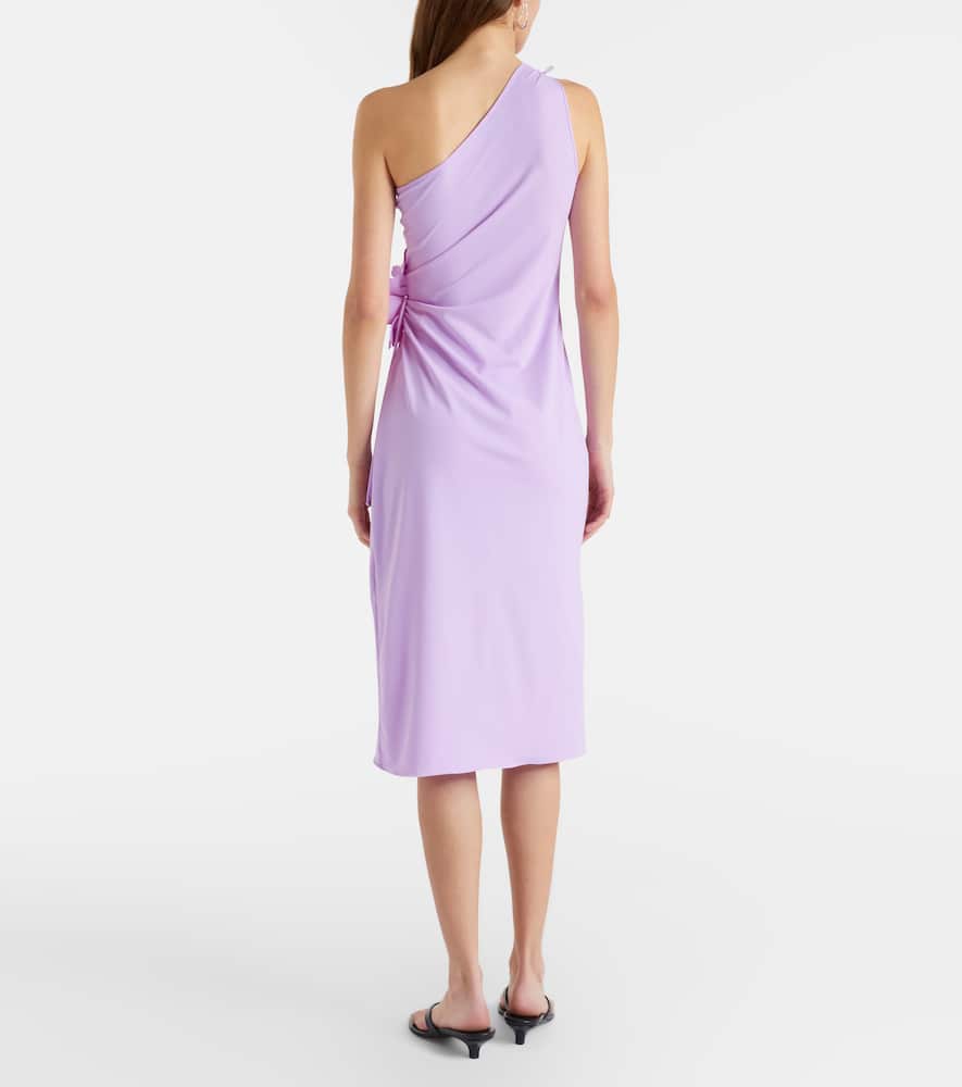 Floral-appliqué jersey cocktail dress