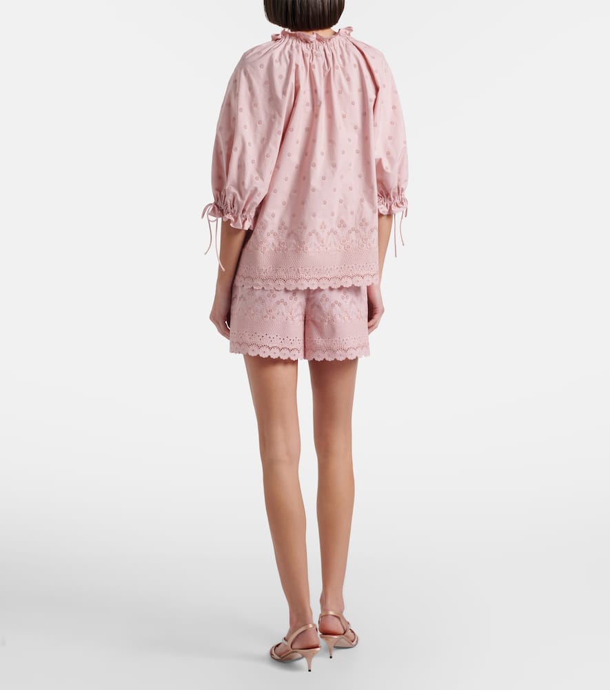Embroidered cotton shorts