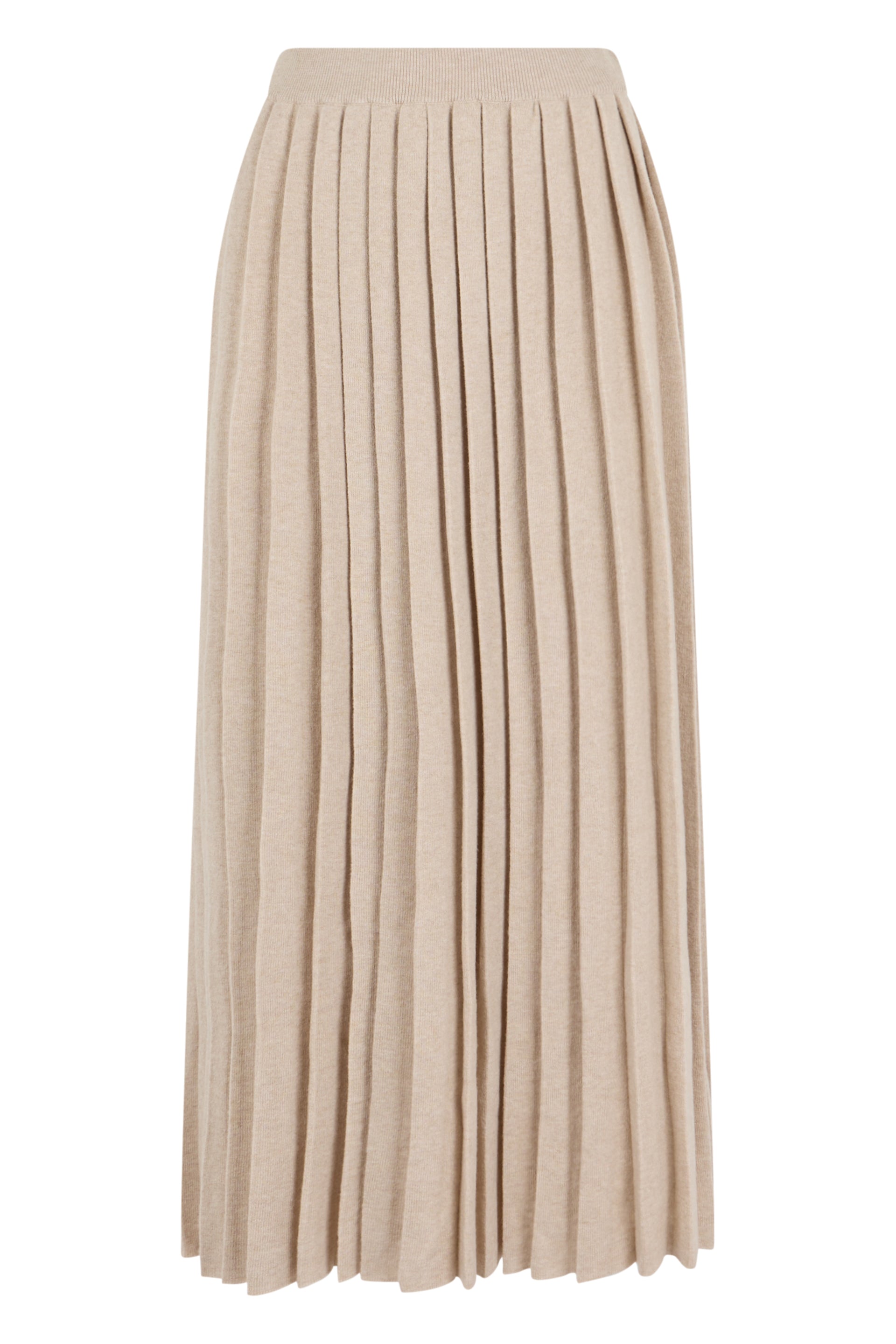 Long Pleated Wool-Silk-Cashmere Skirt