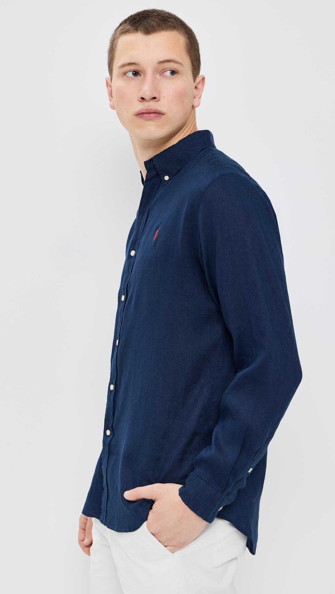 Long Sleeve Linen Shirt Newport Navy
