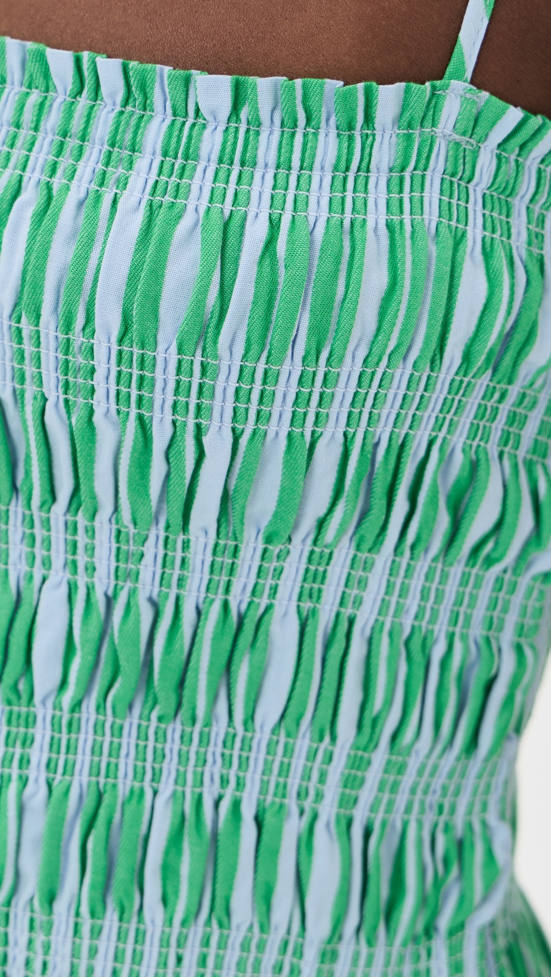 Bianca Dress Green Blue Stripe