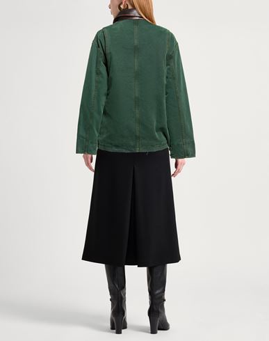 Woman Denim outerwear Green Size 10 Cotton, Lambskin, Polyester