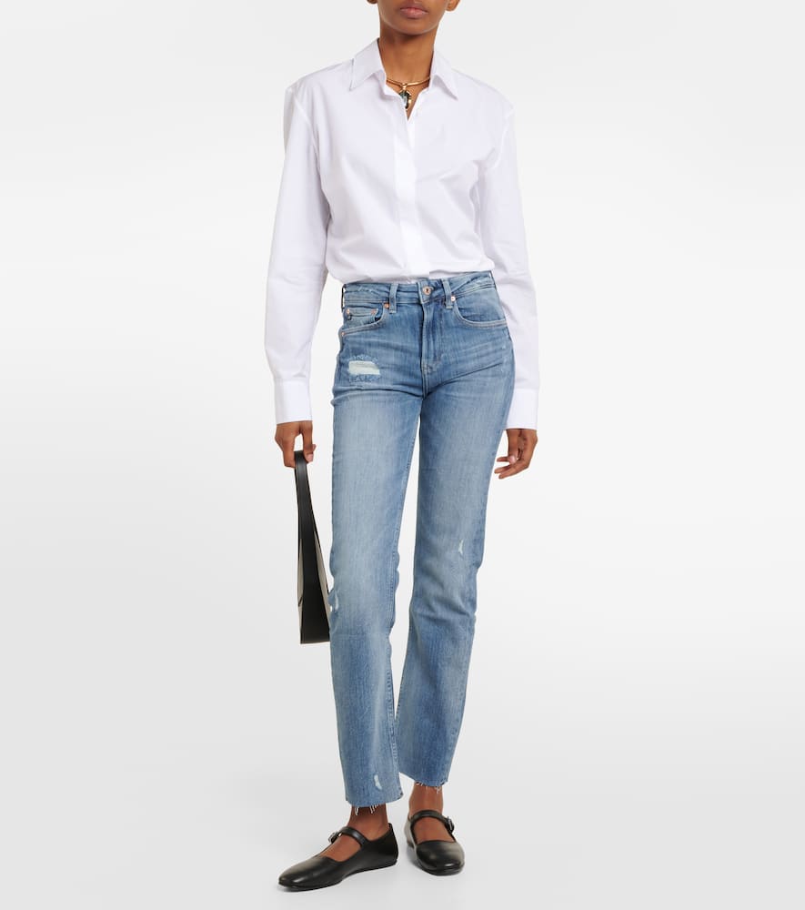 Girlfriend mid-rise straight jeans