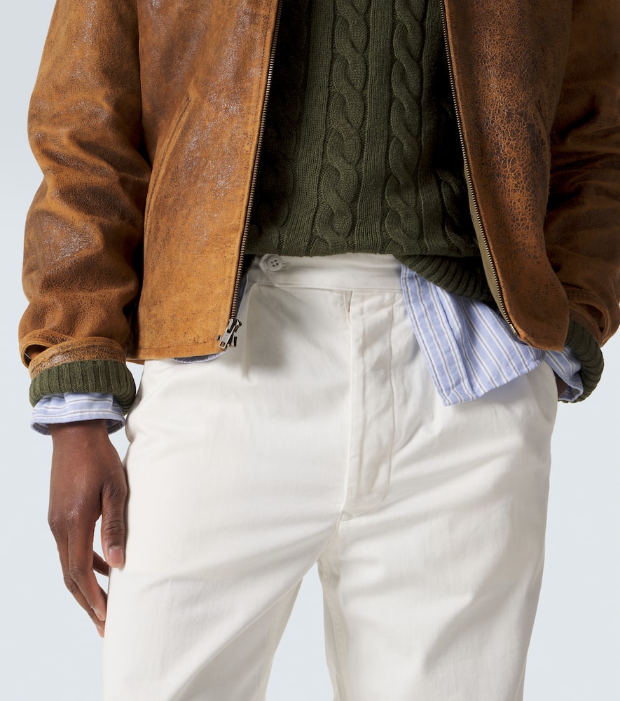 Cotton twill tapered pants