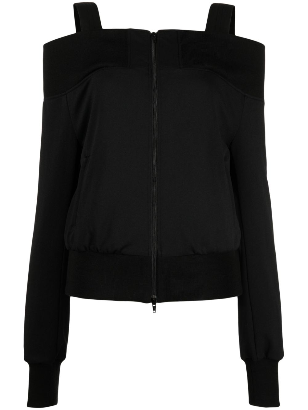 Drop-shoulder zipped top - Black