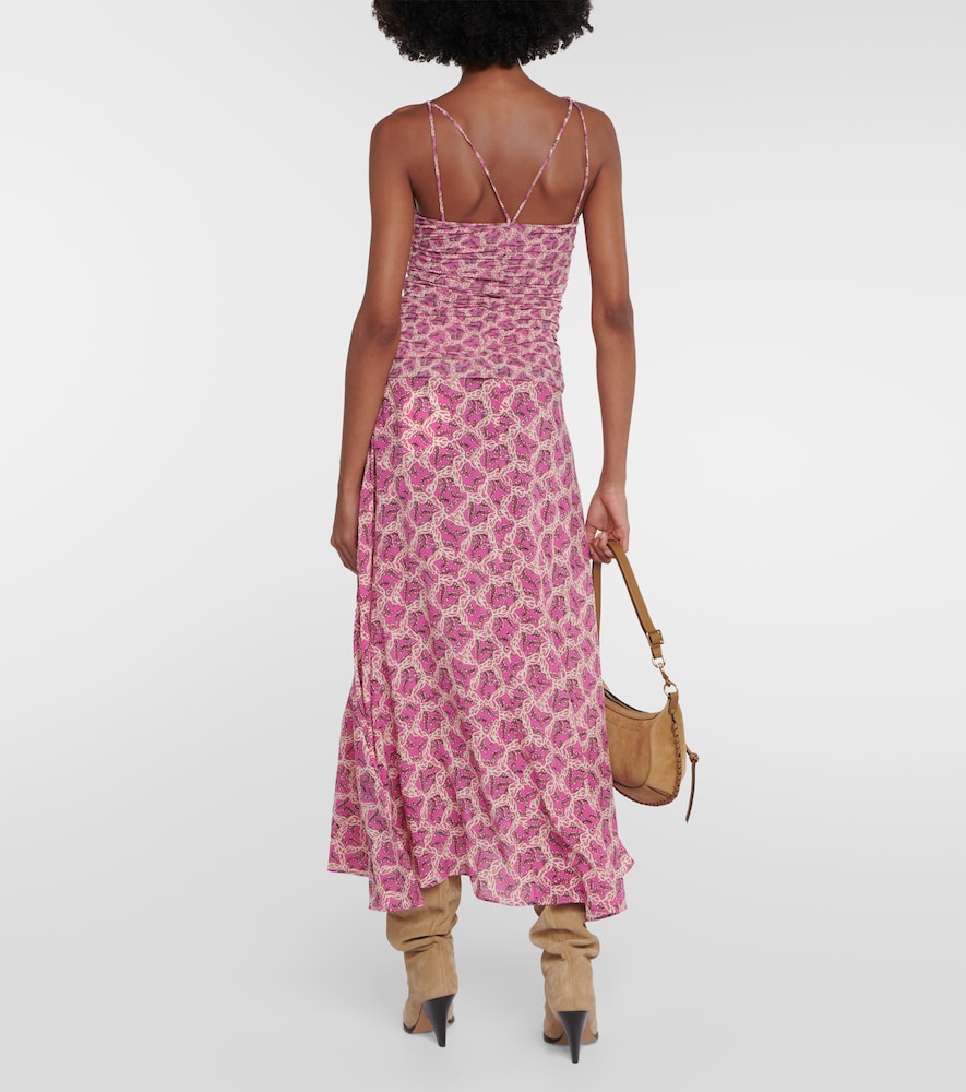 Leila printed ruched jersey top
