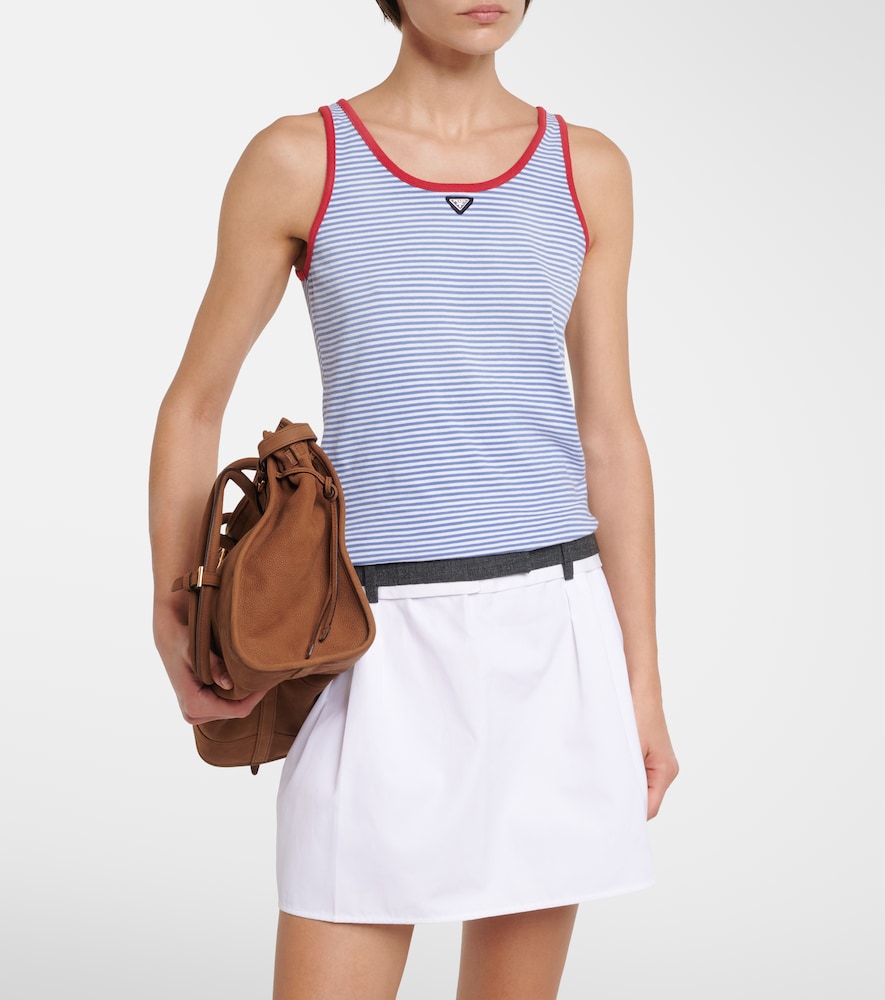 Striped cotton jersey tank top