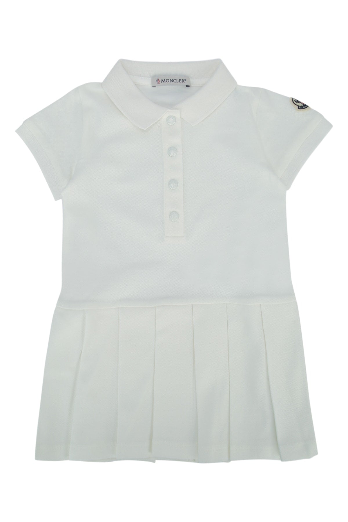 Pleated Polo Shirt Dress — White