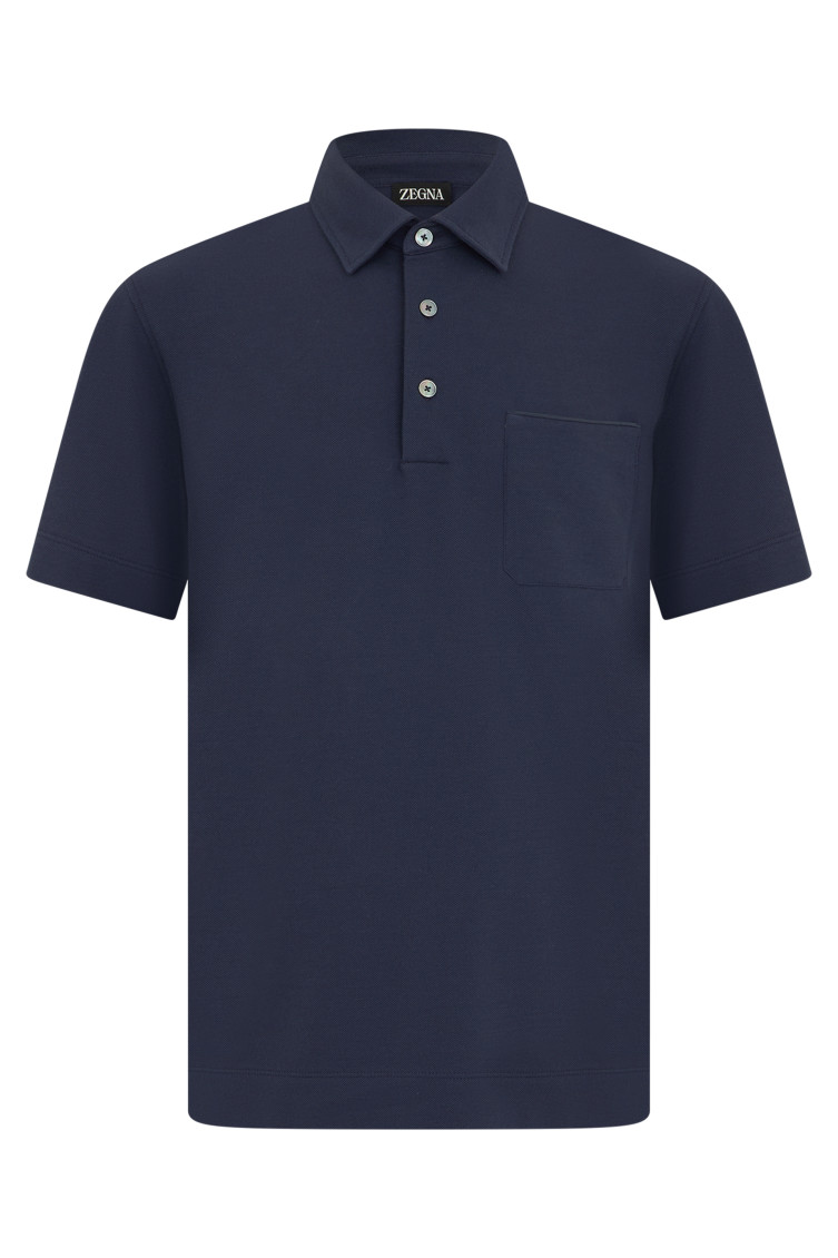 Blue Solid Shirt Collar Polo
