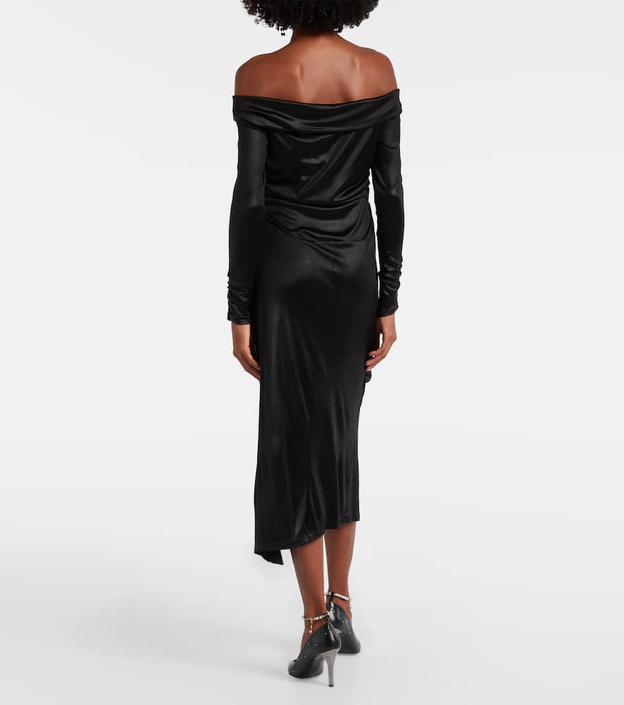 Elife gathered off-shoulder midi dress
