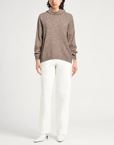 Collezione N_01 Woman Turtleneck Light brown Size L Merino Wool