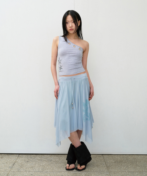 MESH LAYERED SKIRT BLUE