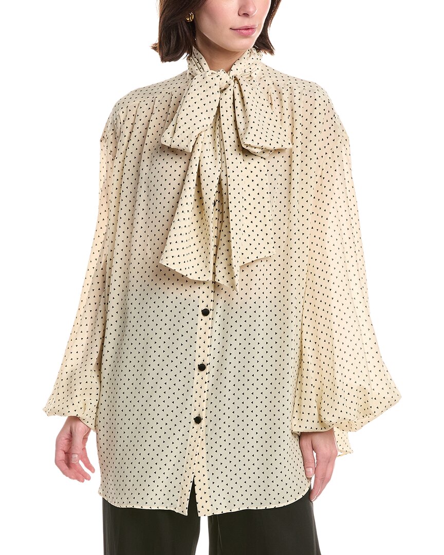 Bow Tie Printed Silk Shirt