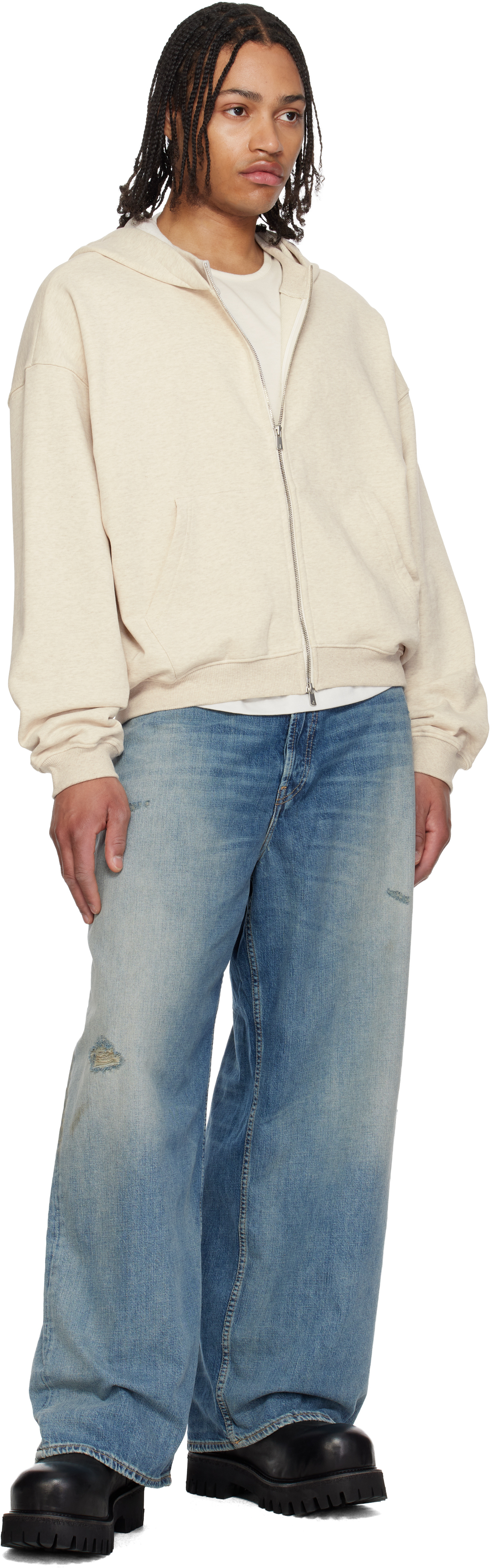 Gray RH Zip Up Hoodie