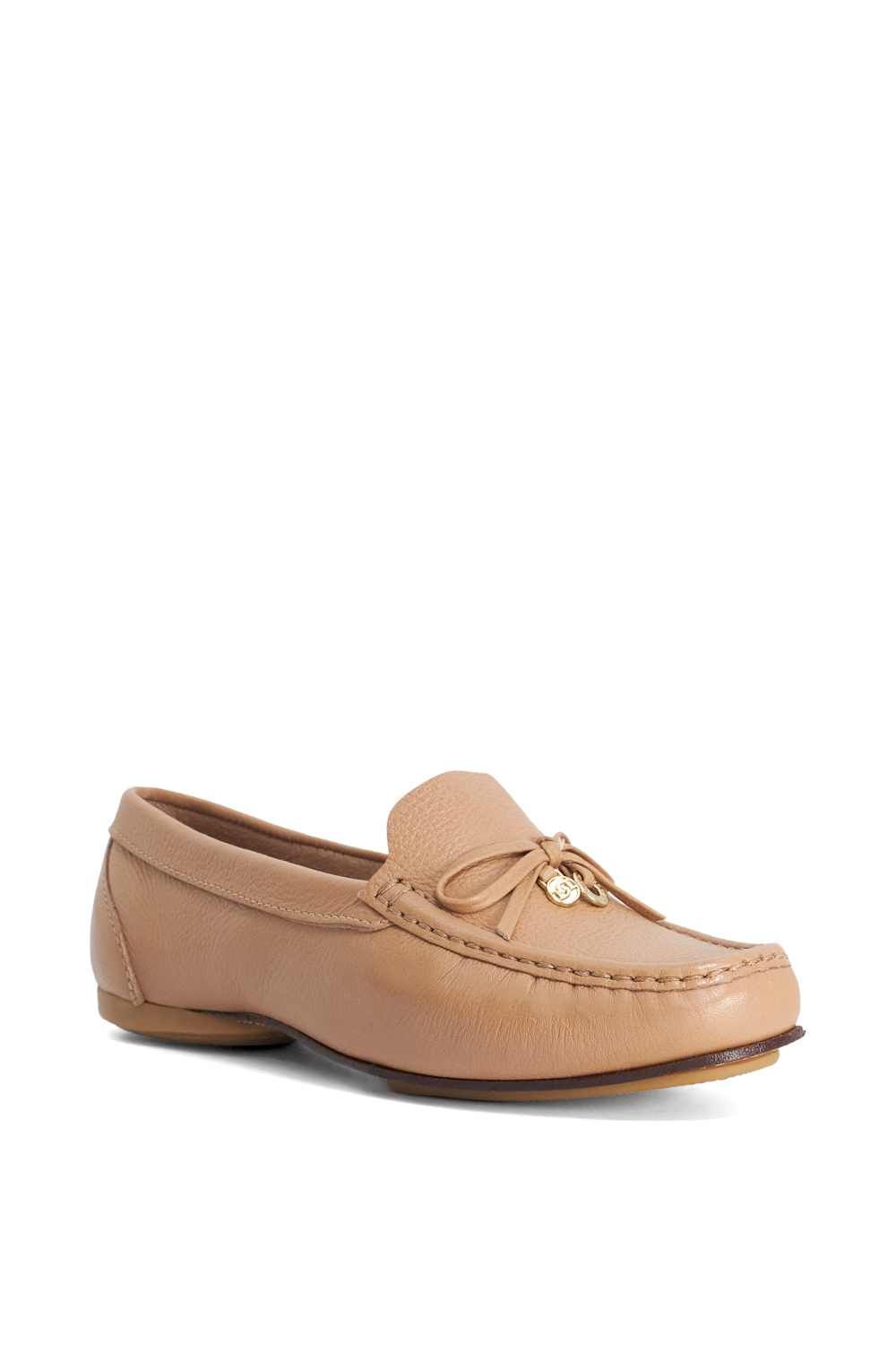 Dune London Women's Wide Fit 'Grip' Leather Loafers in White