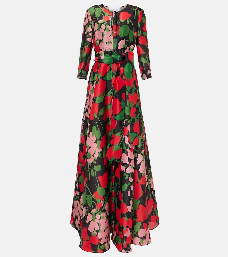 Floral silk gazar gown
