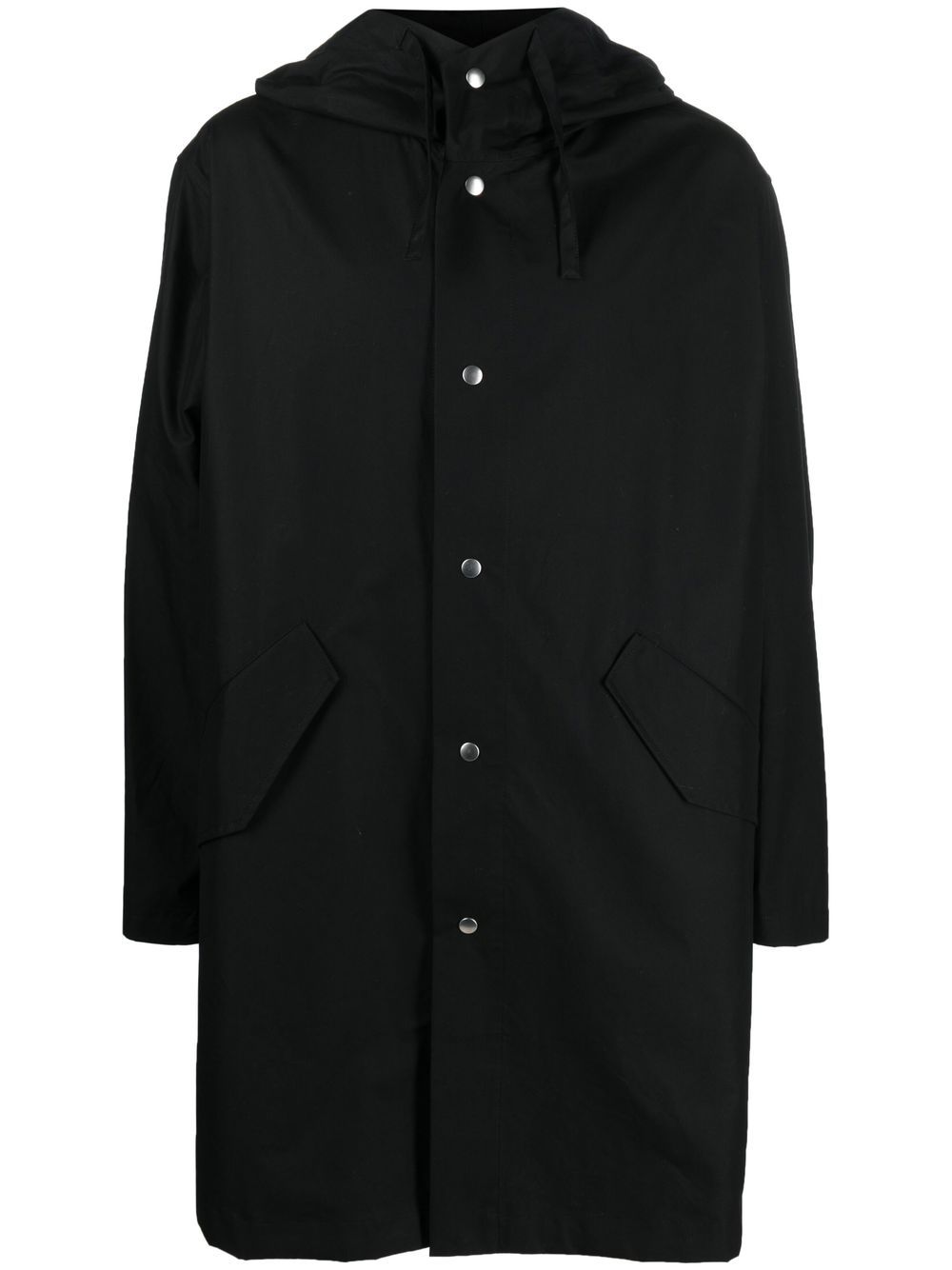 Rear logo-print hooded coat - White