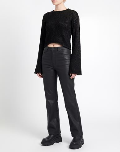 Woman Sweater Black Size L Cotton, Metallic fiber