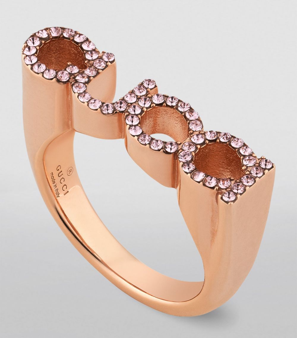 Crystal-Embellished Script Letter Ring