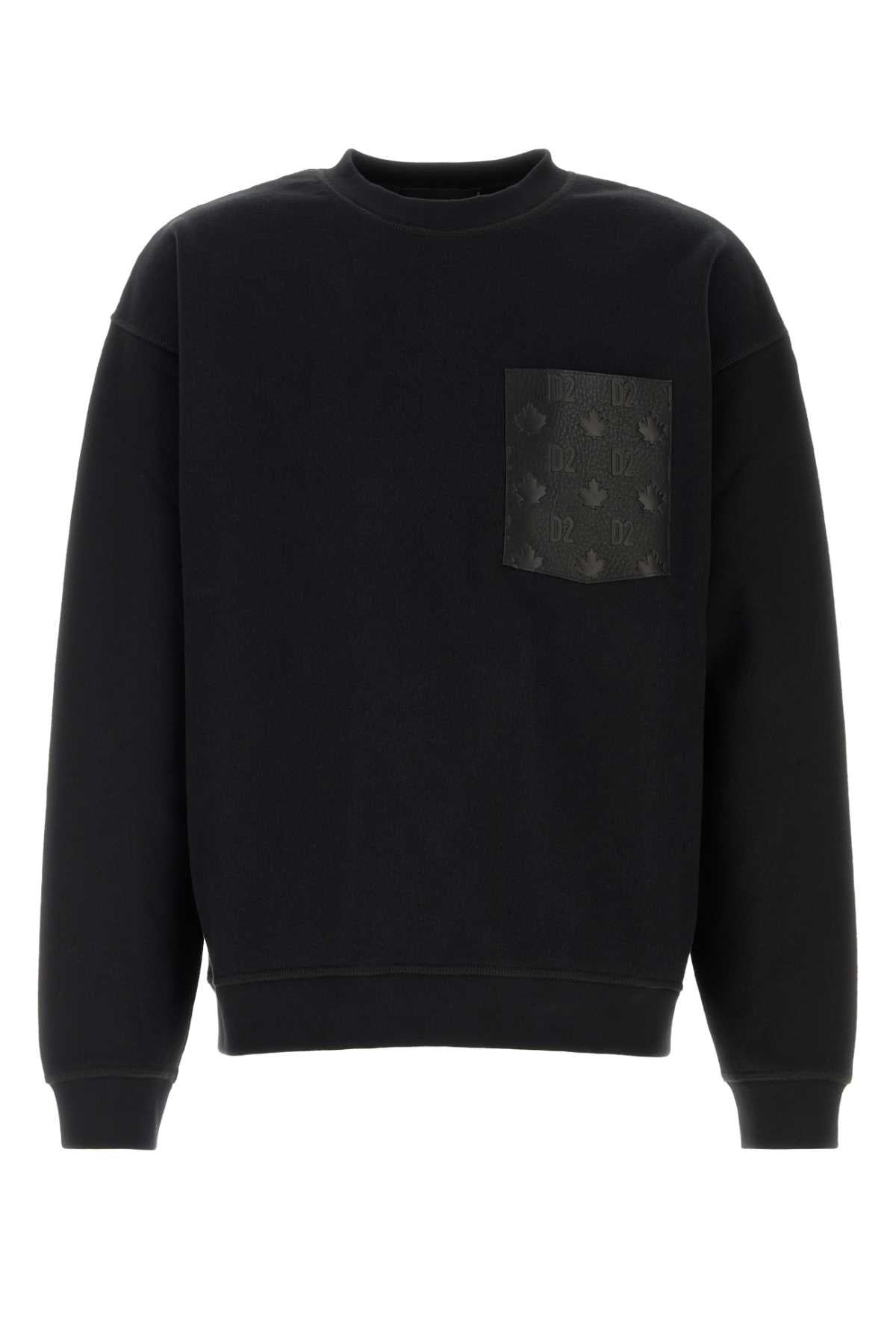 Logo-Pocket Cotton Sweatshirt — Black