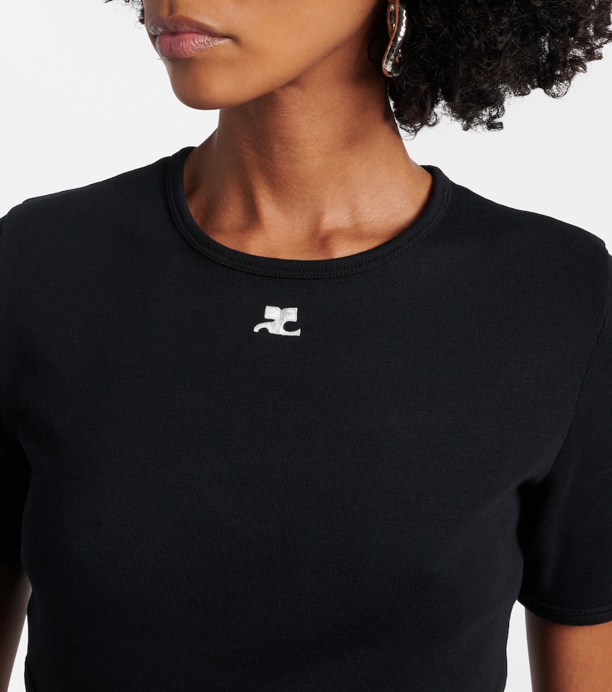Courrèges Logo cutout tie-back cotton crop top