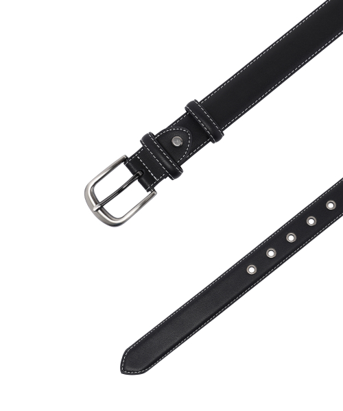 Stitched Leather Eyelet Belt