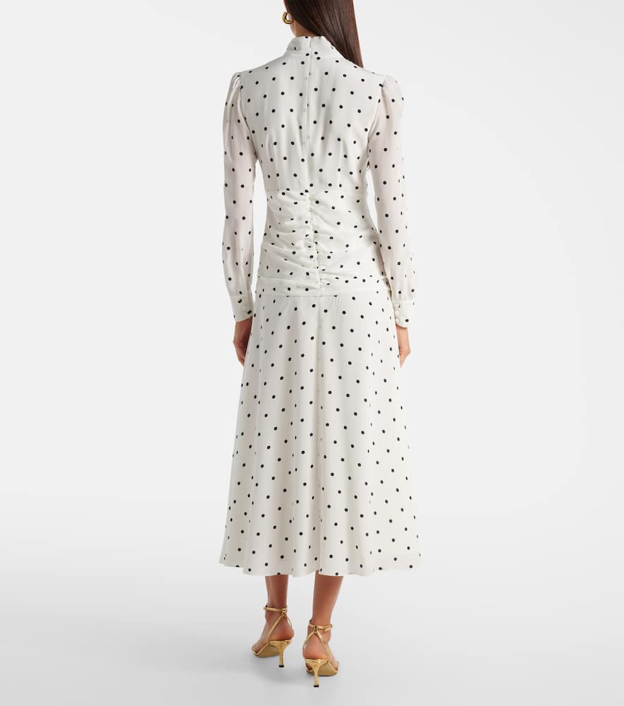 Polka-dot silk midi dress