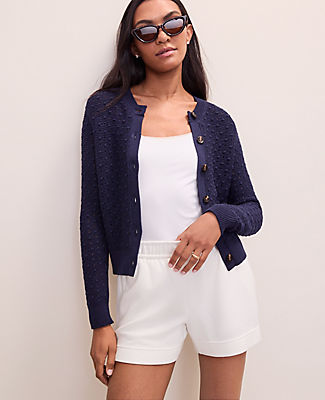 Ann Taylor Weekend Popcorn Stitch Cardigan