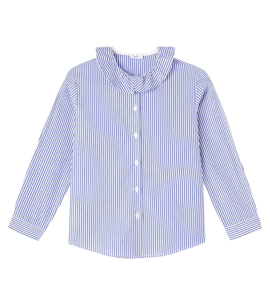 Ruffled striped cotton poplin shirt