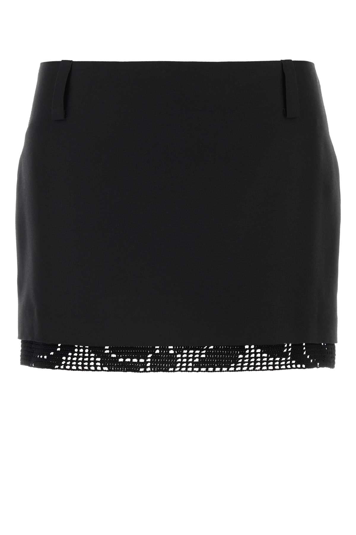 Lace-Trimmed Silk Skirt — Black