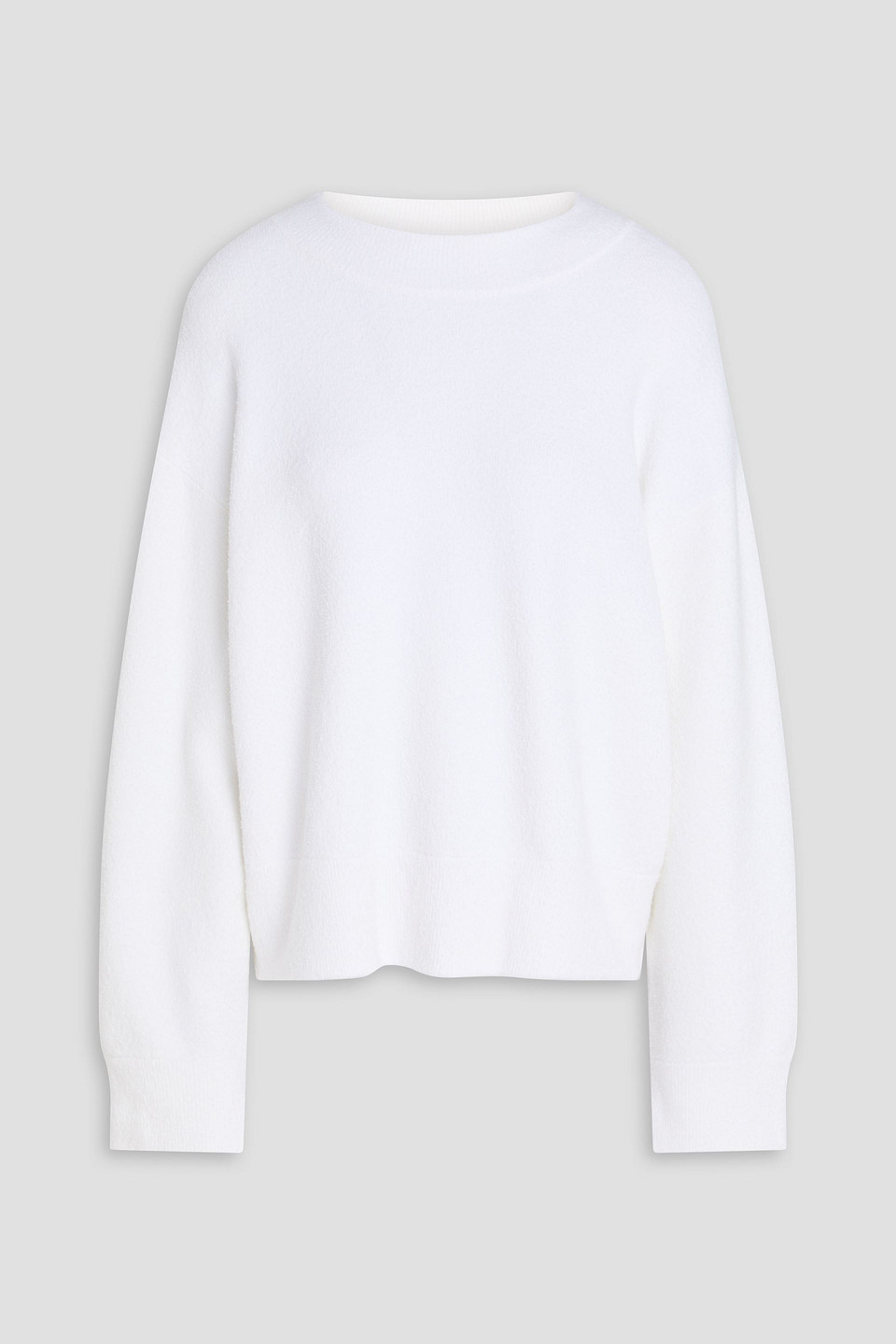 Bouclé-knit cotton-blend sweater - White - L