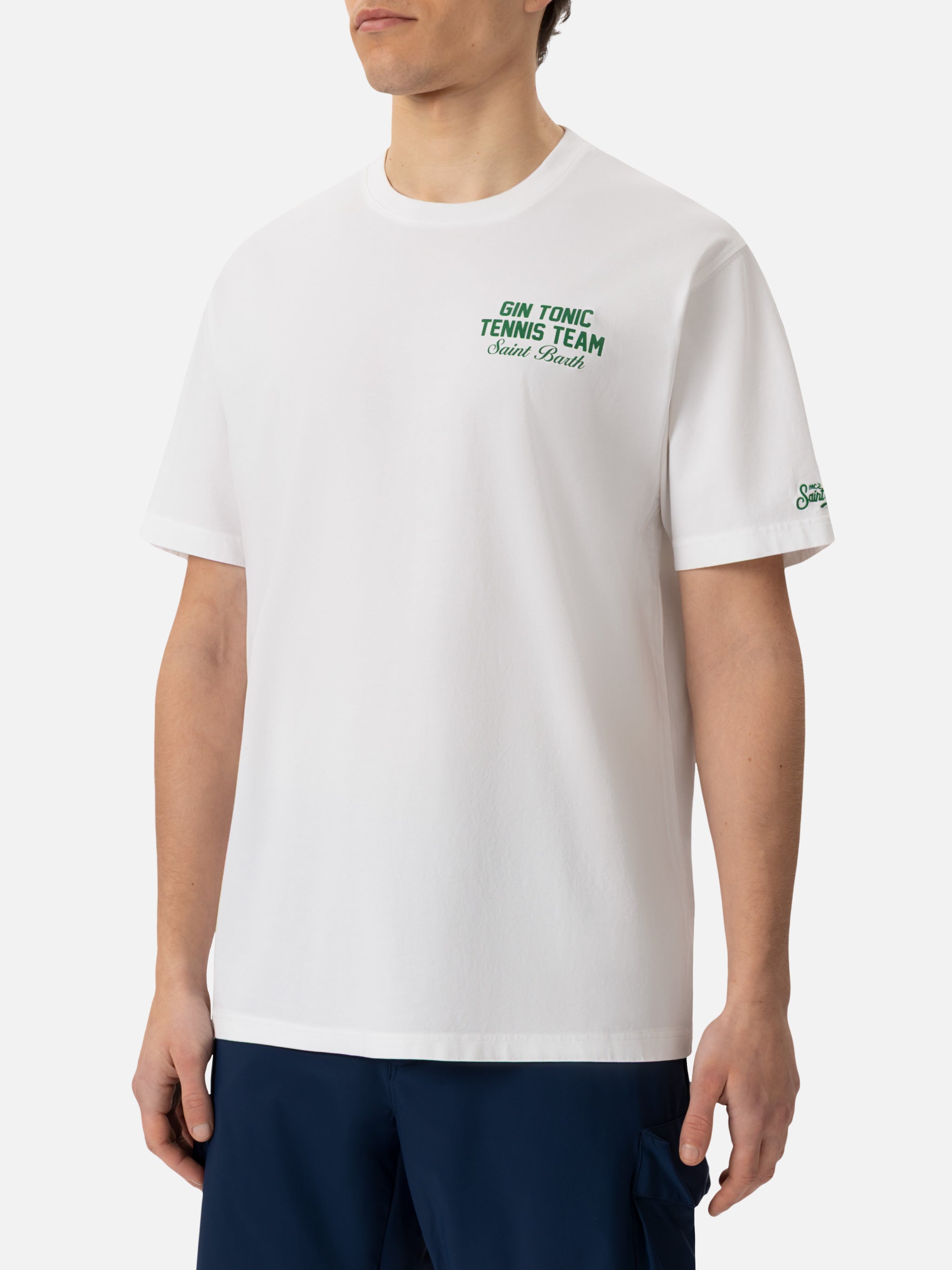 Cotton T-Shirt With Gin Tonic Cocktail And Sport Print White - Men