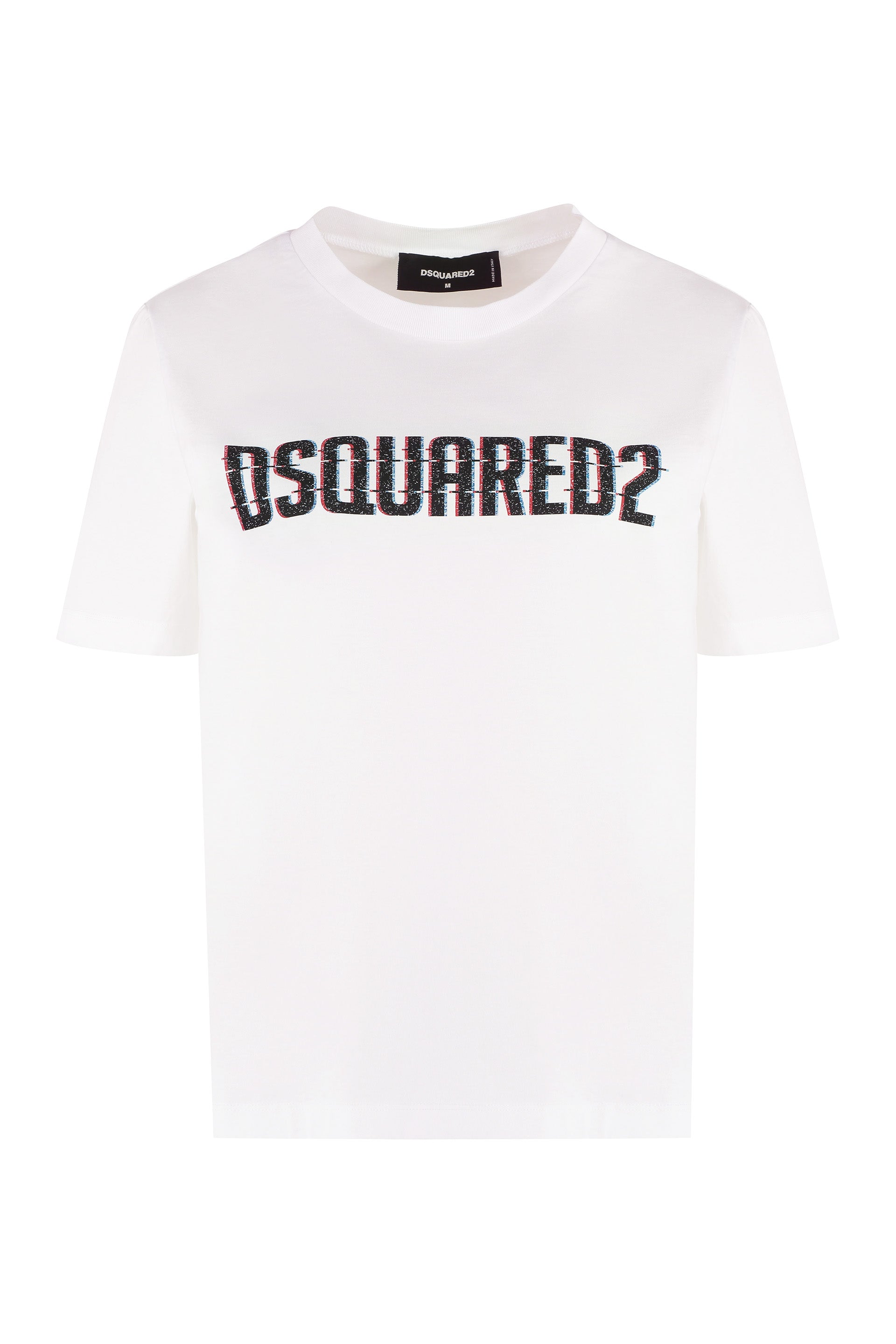 Contrast Logo Cotton T-Shirt with Ribbed Crewneck