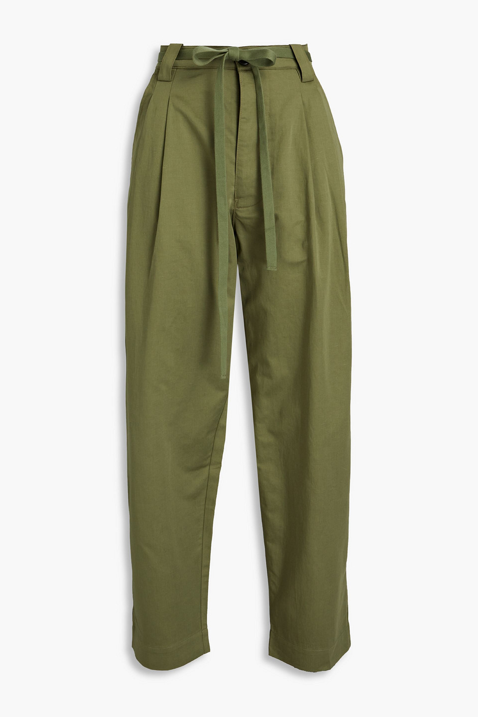 Alma pleated cotton and linen-blend tapered pants