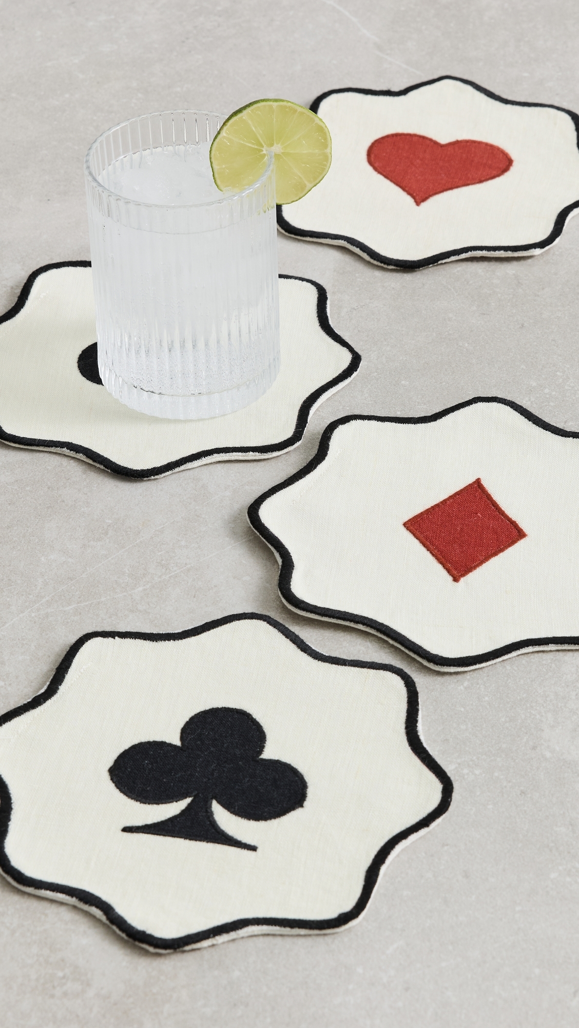 Embroidered Linen Coasters Multi One Size
