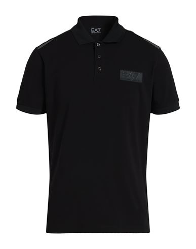 Man Polo shirt Black Size L Cotton, Elastane