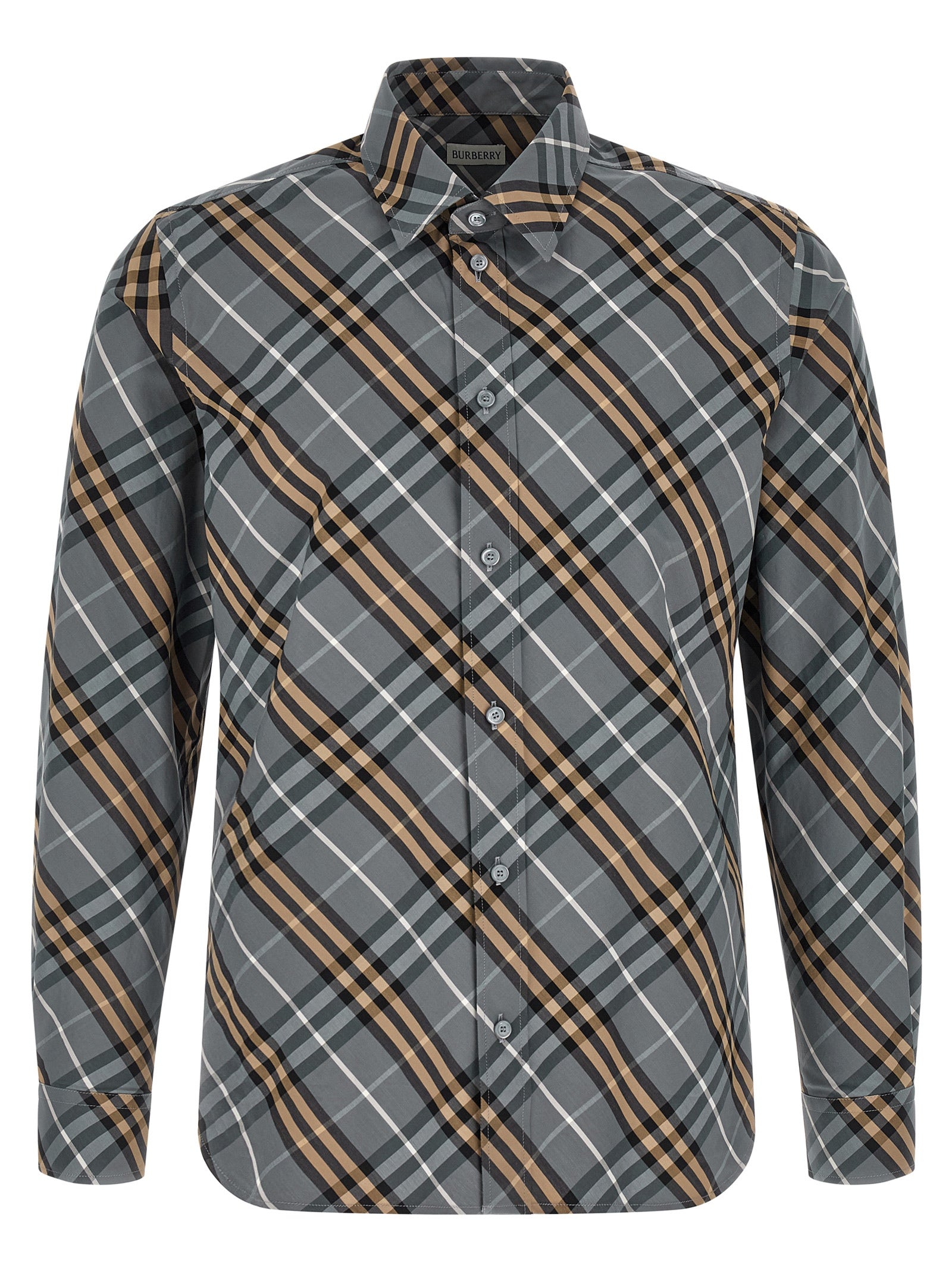 Check Cotton Poplin Shirt — Gray