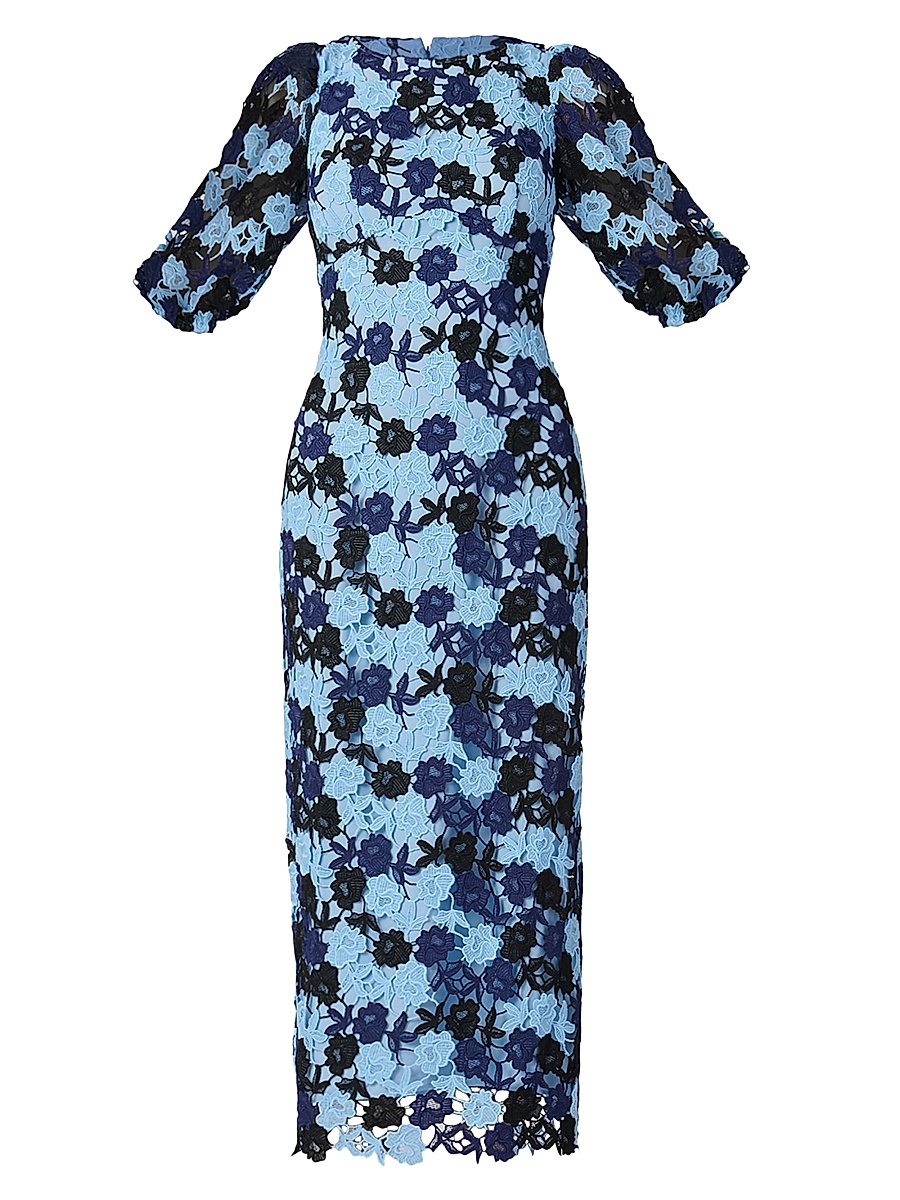 Women's Lanier Guipure Floral Cocktail Dress - Tonal Blue Multi Jet