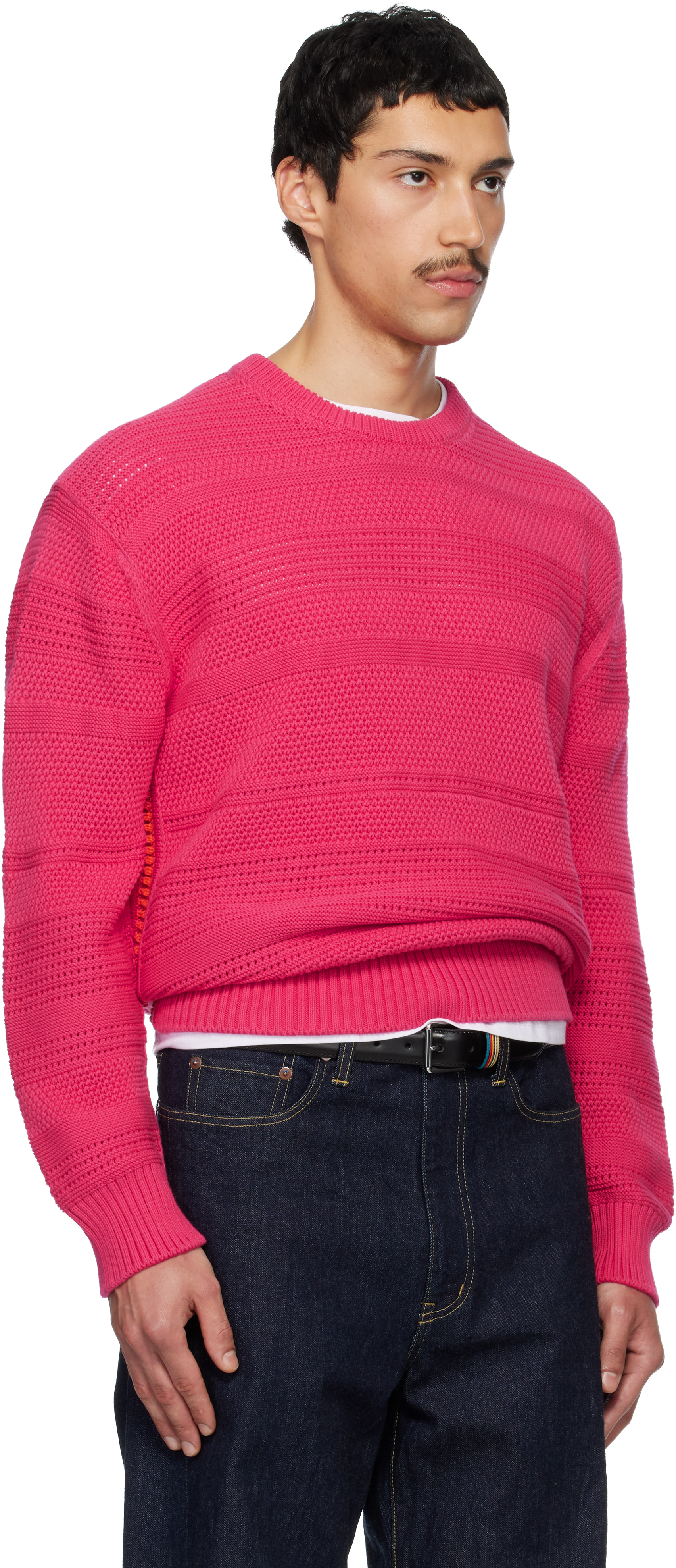 Pink Textured Cotton Sweater