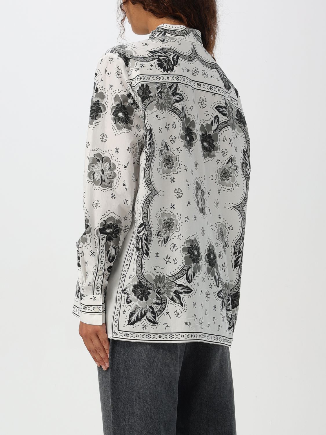 Floral-print cotton shirt - White