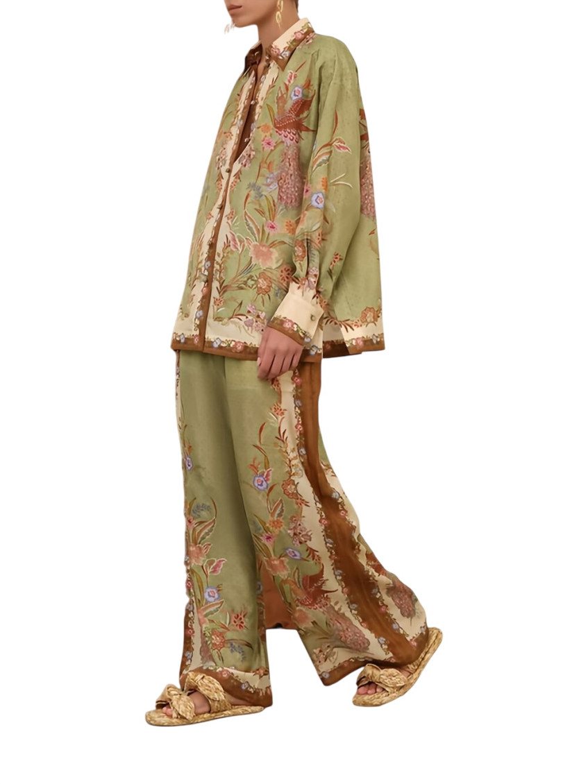 Zimmermann - indra silk shirt floral embroidery cuff
