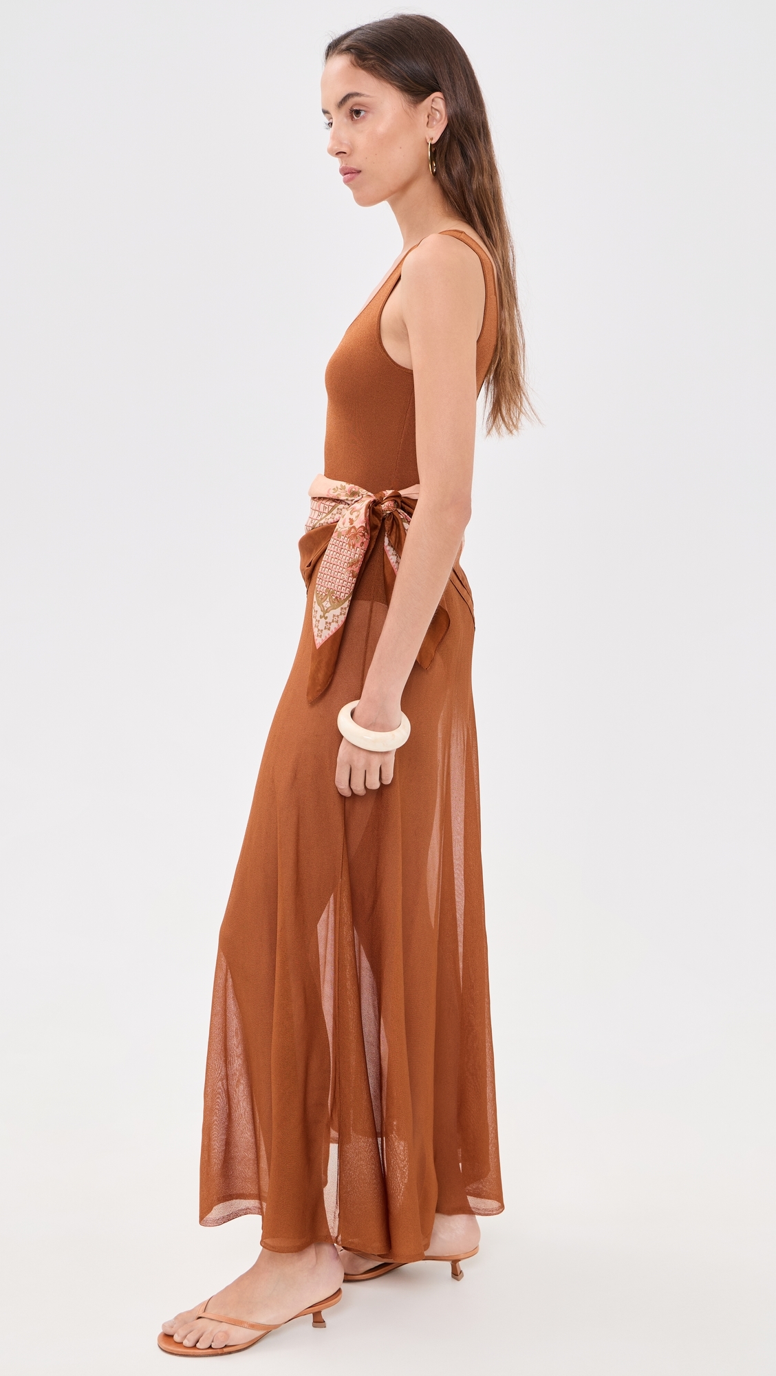 Aster Scarf Maxi Dress Tan/Print