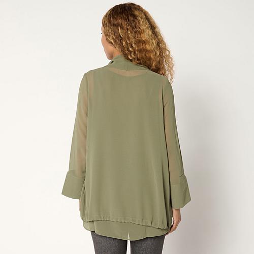 WynneLayers Drape-Front Chiffon Jacket - Green