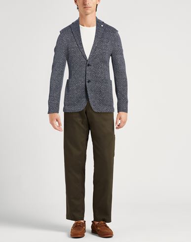 Man Blazer Navy Size 38 Cotton, Linen, Polyamide