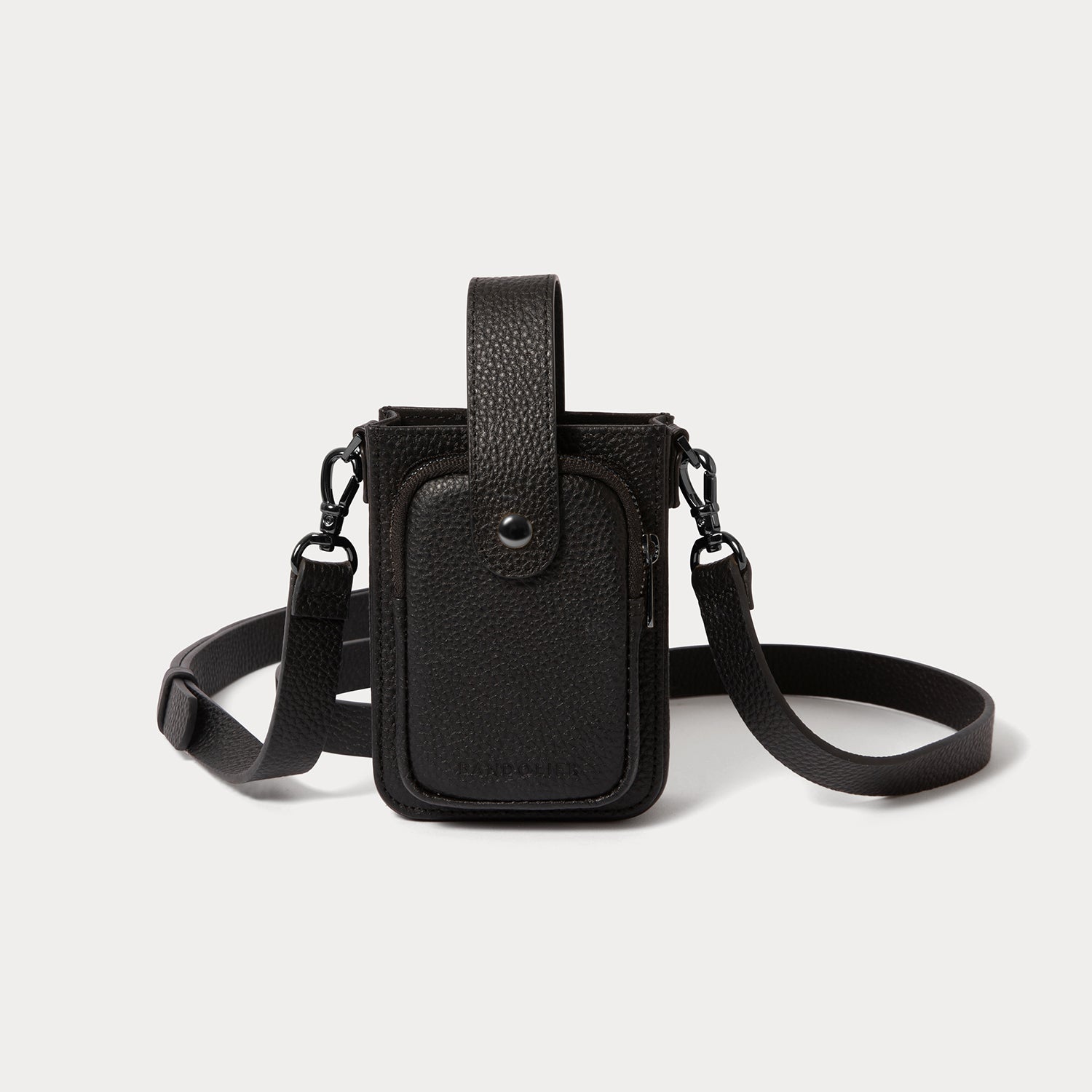 Hailey Phone Pouch and Holster in Black/Pewter | Genuine Leather | 