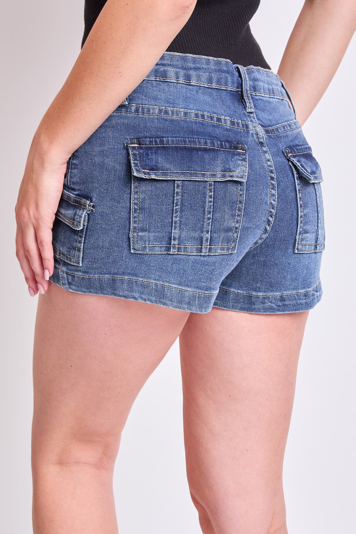 Women's Denim Cargo Shorts with D-Ring Detail